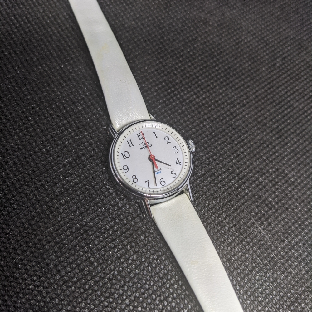 Timex Indiglo White Leather Women's Watch